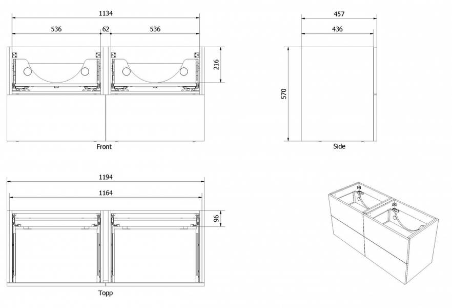 Vikingbad MIE 120DBL Servantsk 4S trend, oliven