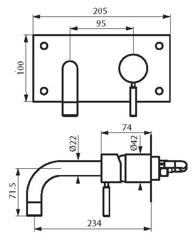 Tapwell BOX008 servantbatteri Oksiderende Messing