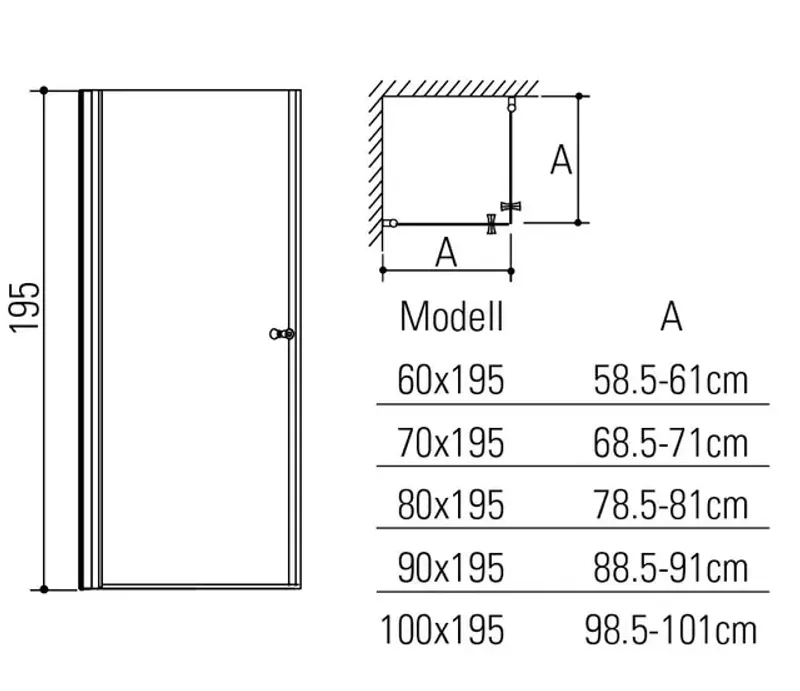 Dusjhjørne rett MATS Sølv/klar