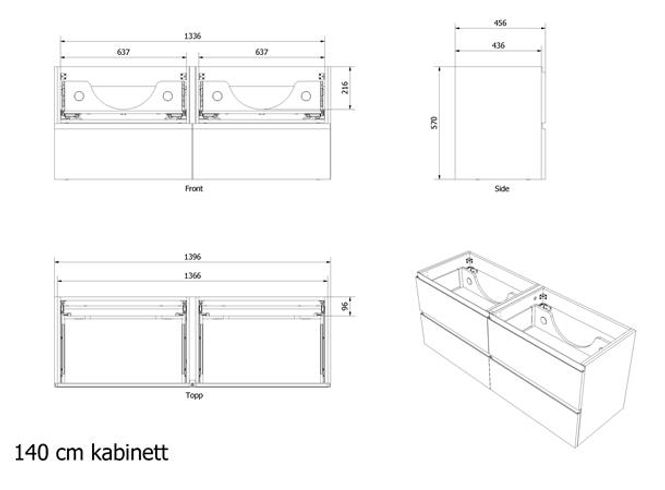 Hovedbilde Vikingbad MIE 140DBL Servantskap, STAV, sort matt