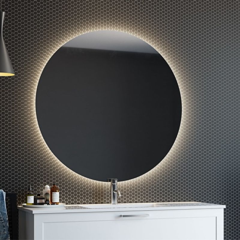 Fossbad Moon 60 rundt speil med lys/antidugg