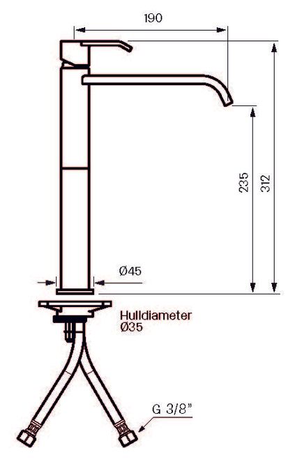 Hovedbilde Tapwell VIC081 Krom servantbatteri 