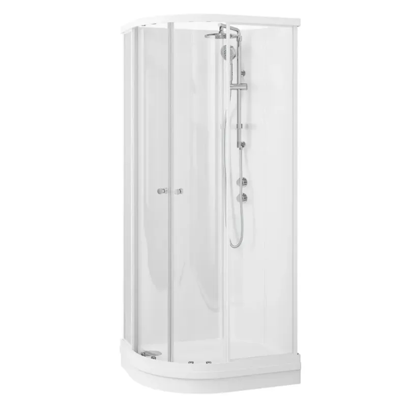 Vikingbad Sofia Dusjkabinett Buet  H210cm Hvite Bakvegger V/H 