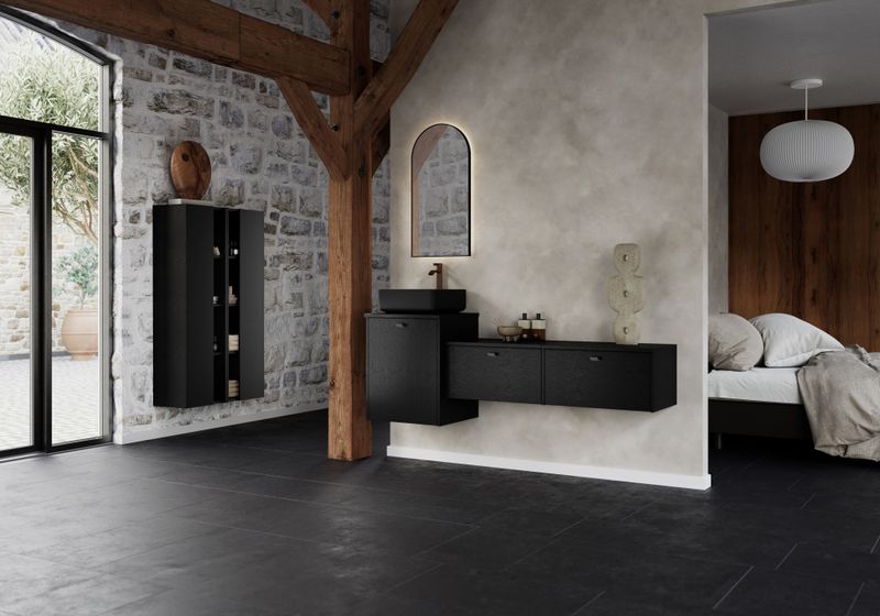 Fossbad Provence kommode B60, sort eik